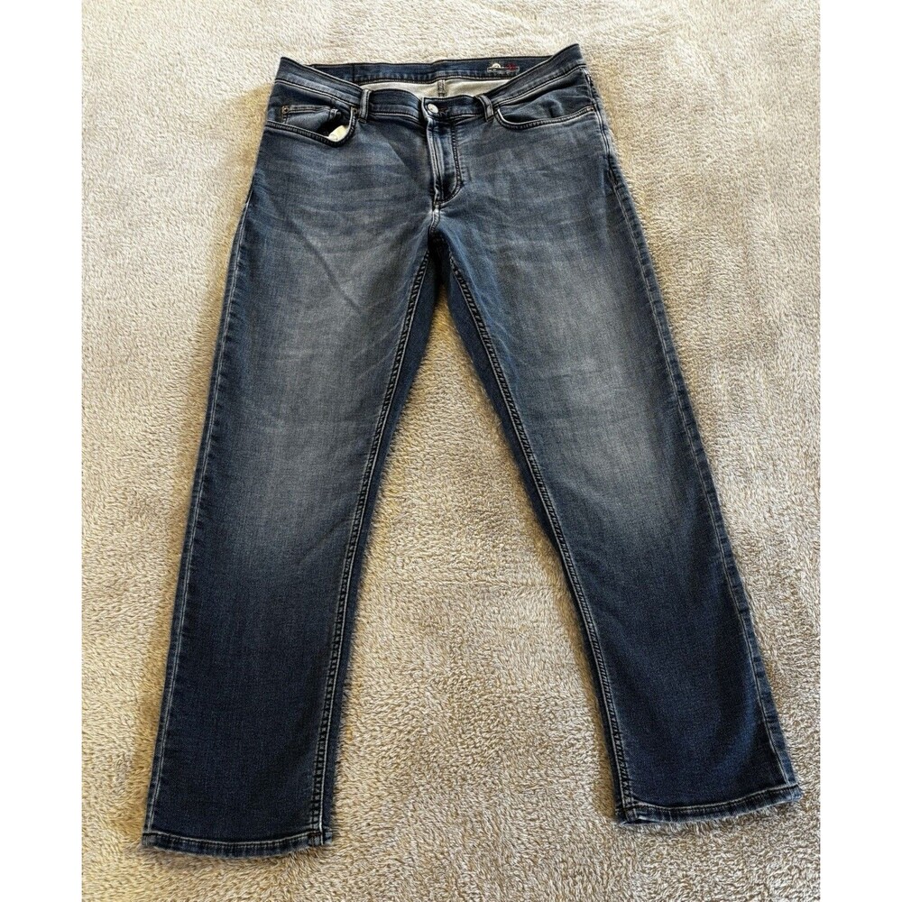 Faherty Jeans Mens 35x31 Blue Organic Cotton Weave Straight Stretch Denim Pants